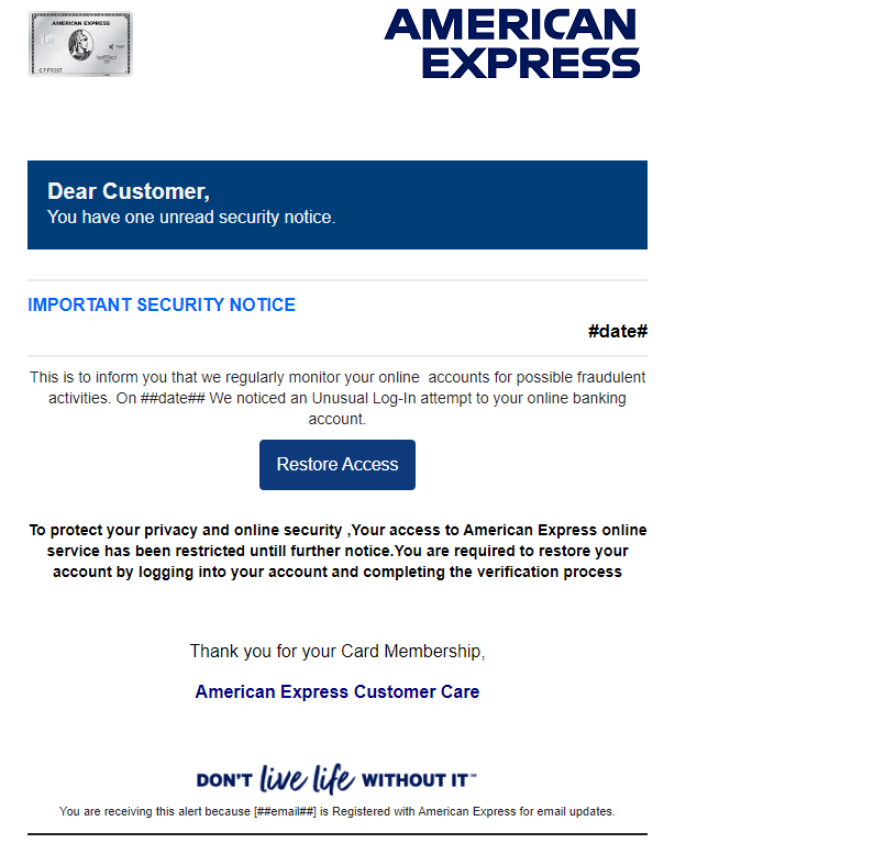 American Express Letter