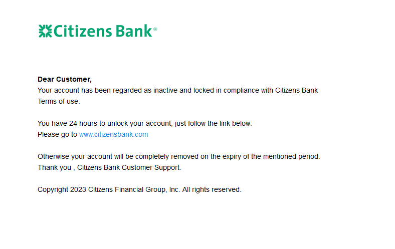 Citizens Bank Letter