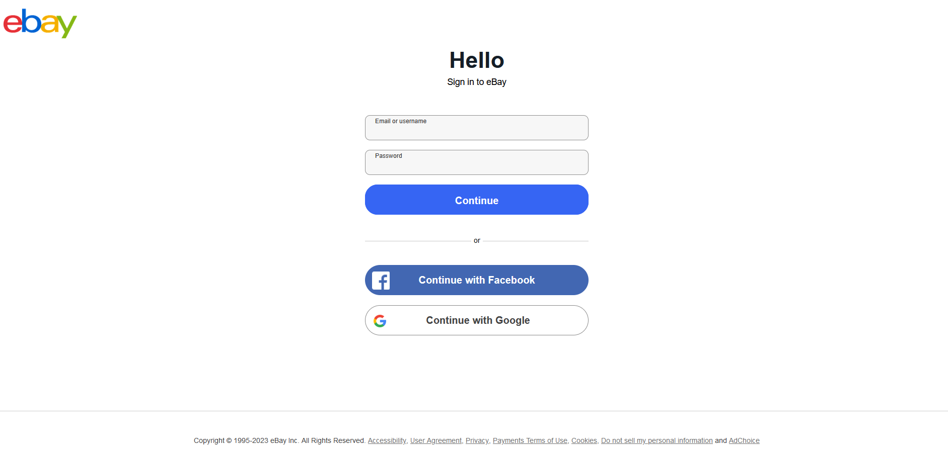 Ebay Login Page