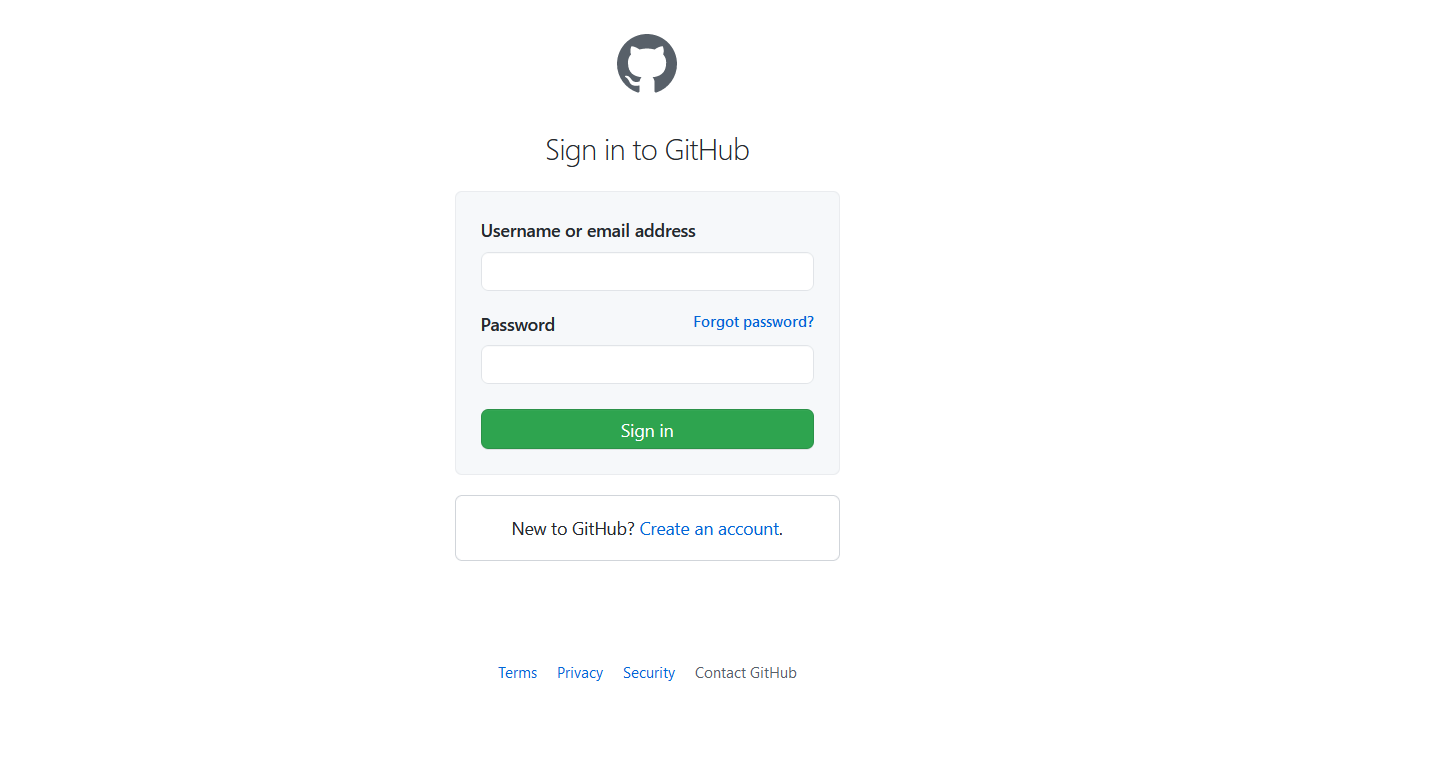 Github Login Page