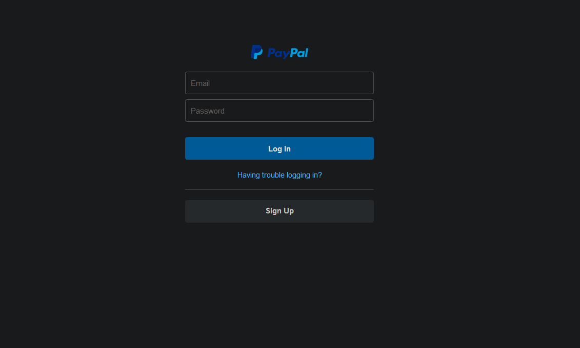 PayPal Login Page